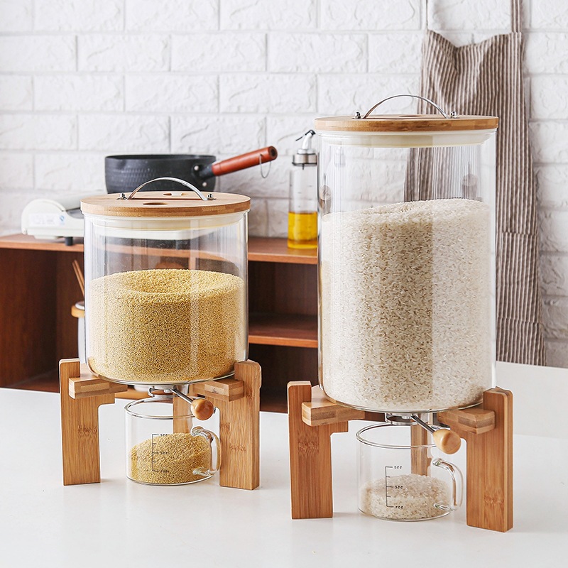 Food Storage Glass Containers Large - Stoples Penyimpanan Beras Kaca Borosilikat Tinggi