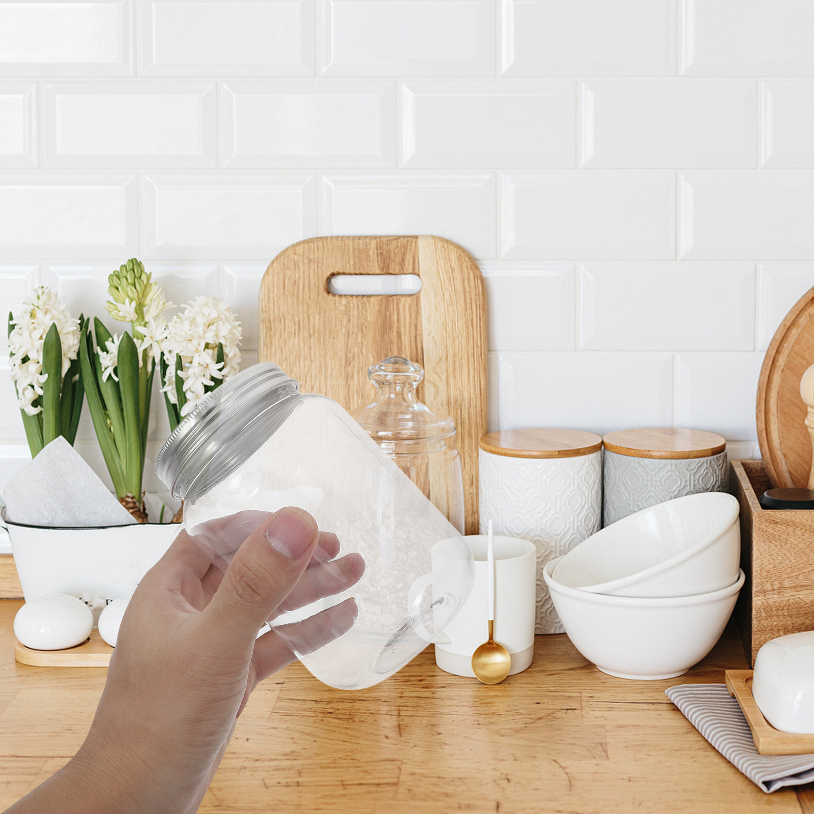 Food Storage Lid - 4Pcs Stoples Plastik Transparan dengan Tutup