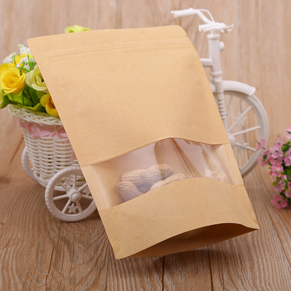 Food Storage Bag - 50Pcs Kantong Kertas Kraft Berpenutup Ritsleting