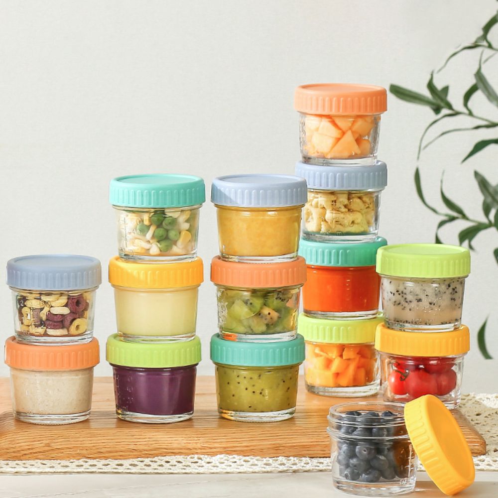 Food Storage With Glass Lids - 6 Buah Stoples Makanan Bayi Kaca
