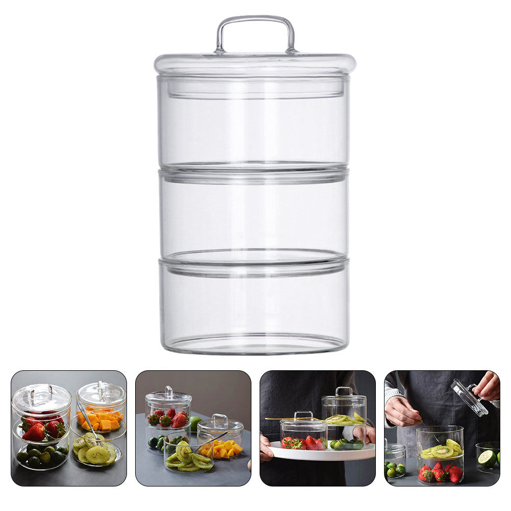 Food Storage Containers Glass - 1Set Wadah Penyimpanan Kaca Transparan, Wadah