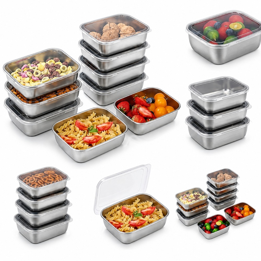 Set Food Storage - 6PCS Wadah Penyimpanan Makanan Stainless Steel
