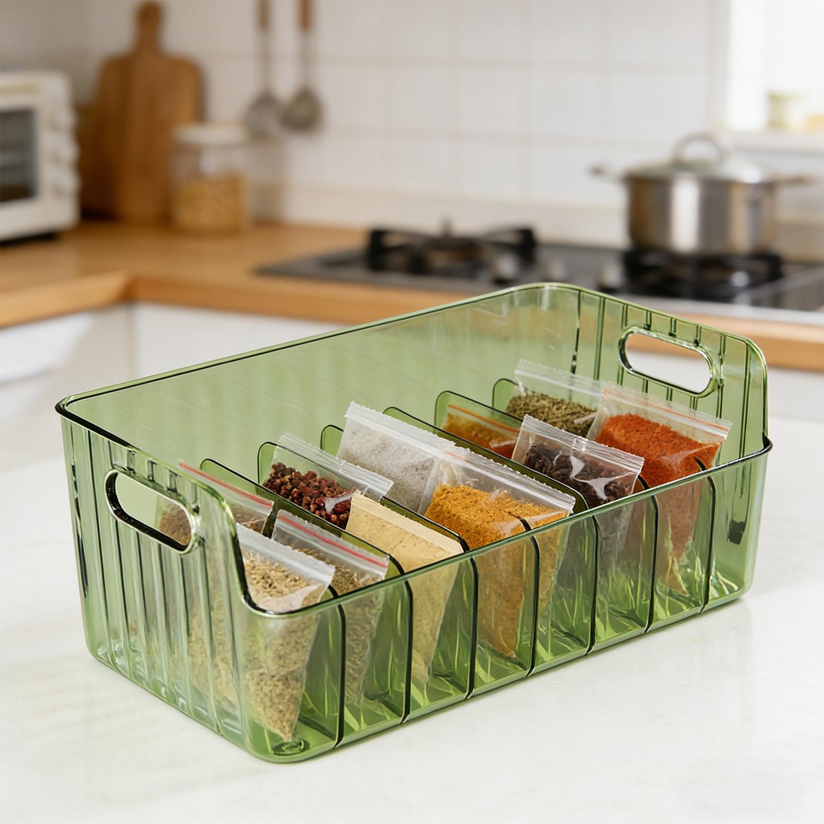 Food Storage In Cabinets - Rak Bumbu Transparan Terbagi Kotak Penyimpanan