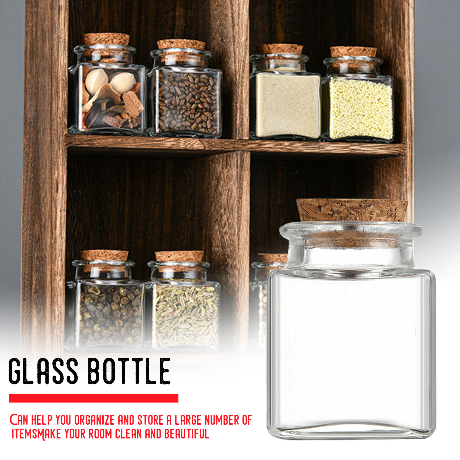 Food Storage With Glass Lids - 1/5/10 Buah Stoples Penyimpanan Kaca Organizer