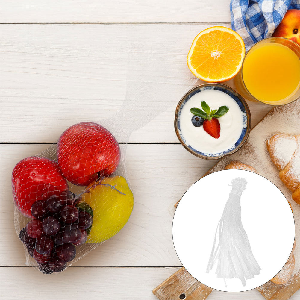 Produce Bag Reusable Mesh - 100Pcs Kantong Jaring Putih yang Dapat