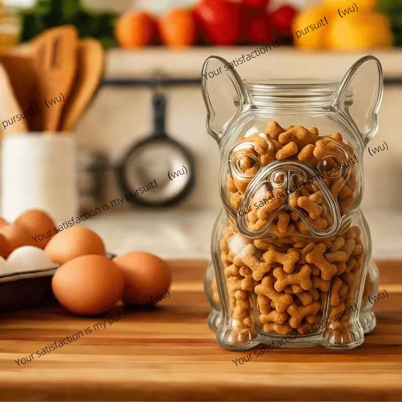 Food Storage Glass Containers Large - Wadah Penyimpanan Makanan Anjing Bentuk Bulldog