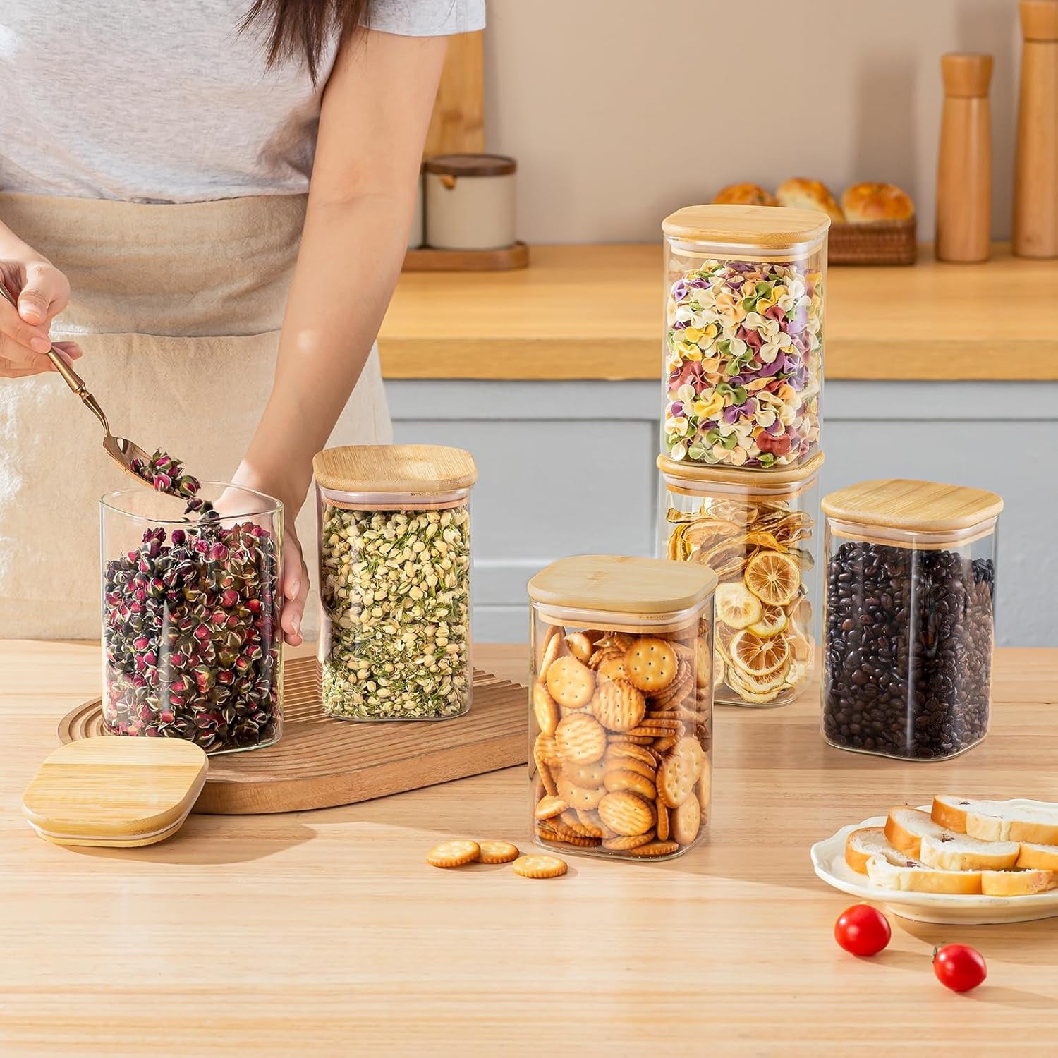 6 Buah Stoples Penyimpanan Mak - Food Storage With Glass Lids ulasan dan harga