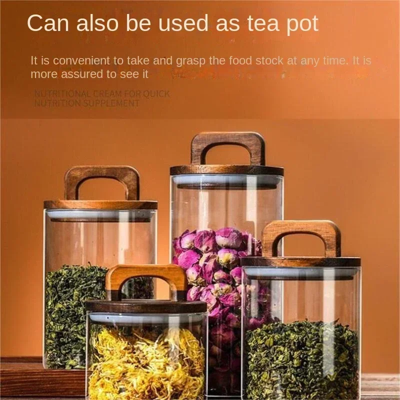 Toples kaca tutup kayu 800-210 - Food Storage Glass Containers Large ulasan dan harga