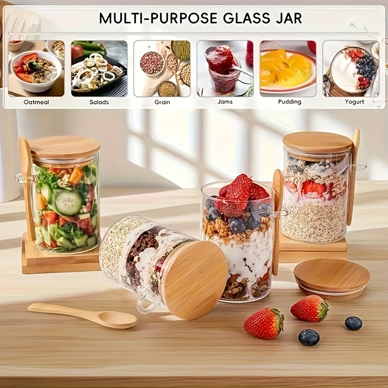 1/2/4/8Pcs Set Gelas Oatmeal,  - Food Storage With Glass Lids ulasan dan harga