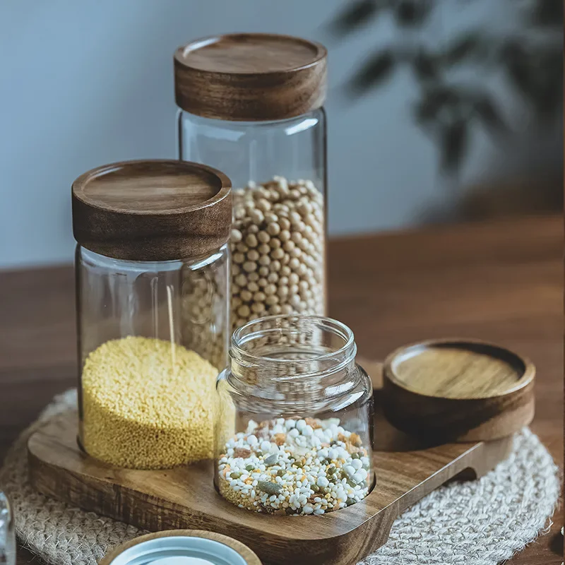 Wadah makanan tutup kayu, wada - Food Storage With Glass Lids ulasan dan harga